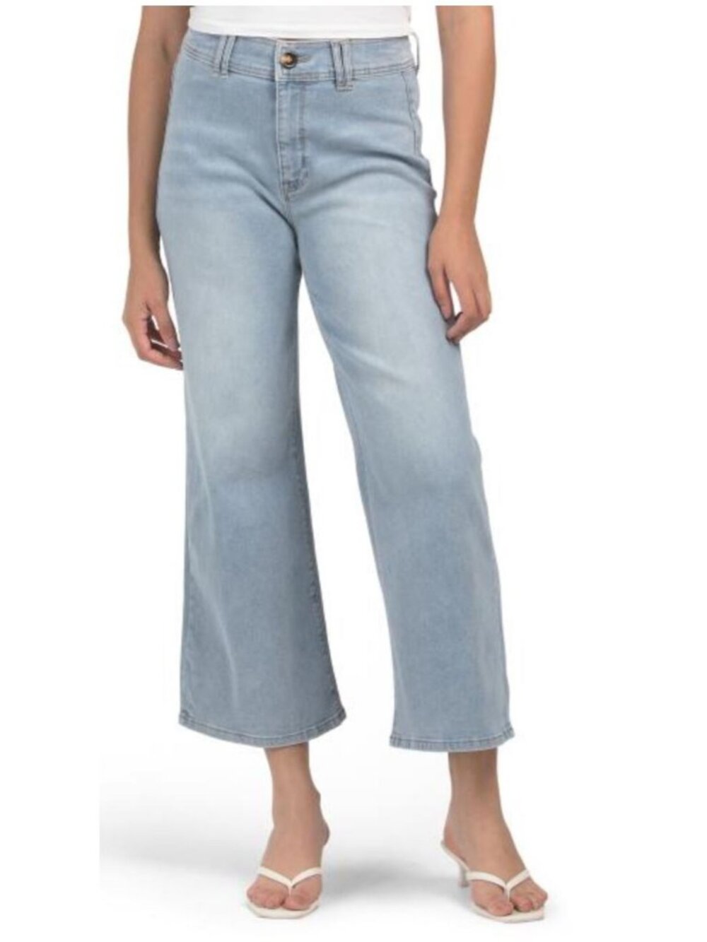 NWT NICOLE MILLER NEW YORK No Pocket Wide Leg Jeans Light Wash Size 12